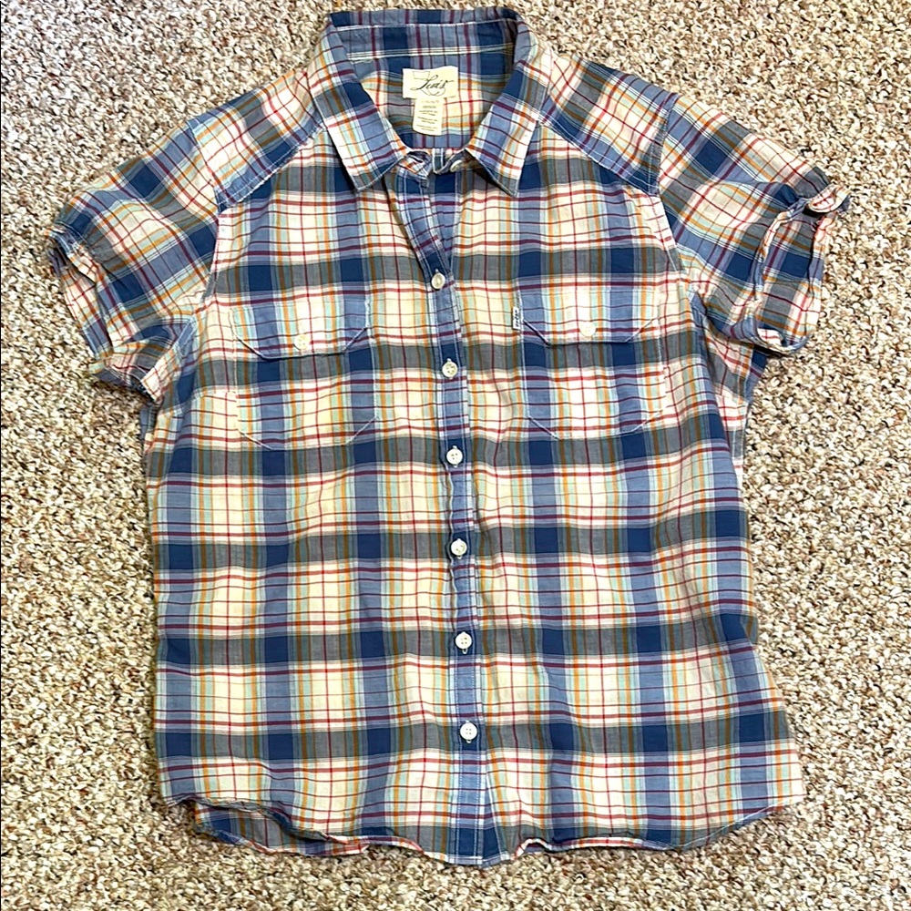 Levi's  Women’s Multicolor Plaid Shirt - Cap Sleeve - LG - EUC